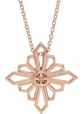 14K White Gold 19.36x19.36 mm Vintage-Inspired Geometric Pendant
