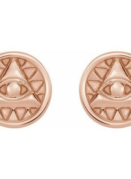 14K White Gold Eye of Providence Earrings