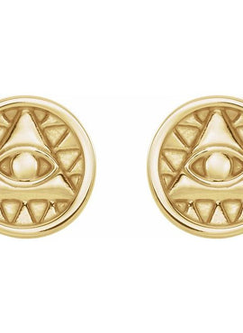 14K White Gold Eye of Providence Earrings