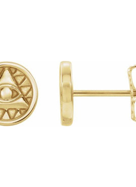 14K White Gold Eye of Providence Earrings