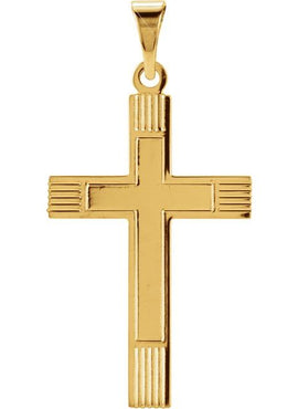 14K Yellow Gold 29.4x13.8 mm Cross Pendant