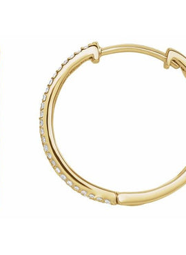14K Yellow Gold 1/4 CTW Natural Diamond Geometric 18.75 mm Hoop Earrings