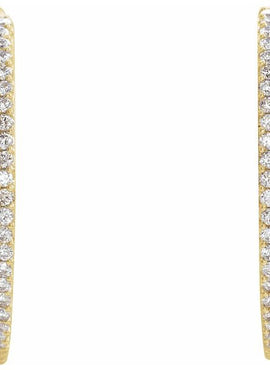 14K Yellow Gold 1/4 CTW Natural Diamond Geometric 19.4 mm Hoop Earrings