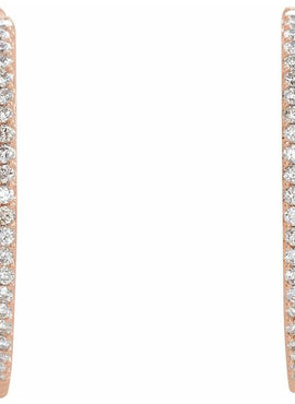 14K Yellow Gold 1/4 CTW Natural Diamond Geometric 19.4 mm Hoop Earrings