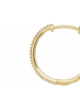 14K Yellow Gold 1/4 CTW Natural Diamond Geometric 19.4 mm Hoop Earrings