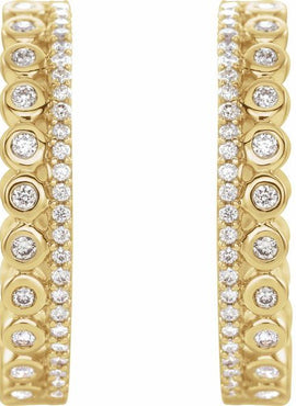 14K Yellow Gold 1/3 CTW Natural Diamond Geometric 19.1 mm Hoop Earrings