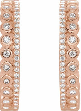 14K Yellow Gold 1/3 CTW Natural Diamond Geometric 19.1 mm Hoop Earrings