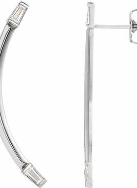 14K White Gold 1/4 CTW Natural Diamond Curved Bar Earrings