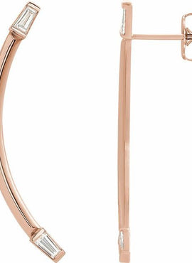 14K White Gold 1/4 CTW Natural Diamond Curved Bar Earrings