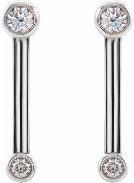 14K White Gold 1/5 CTW Natural Diamond Bezel-Set Bar Earrings
