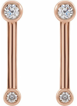 14K White Gold 1/5 CTW Natural Diamond Bezel-Set Bar Earrings
