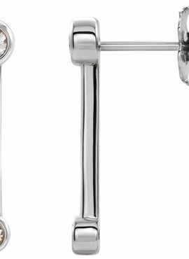 14K White Gold 1/5 CTW Natural Diamond Bezel-Set Bar Earrings