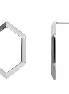 14K White Gold Geometric Drop Earrings