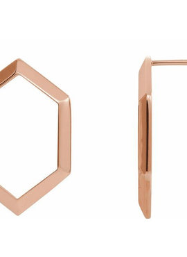 14K White Gold Geometric Drop Earrings