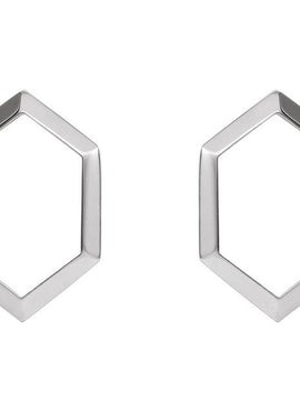 14K White Gold Geometric Drop Earrings