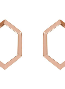 14K White Gold Geometric Drop Earrings