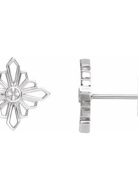 14K White Gold Geometric Earrings