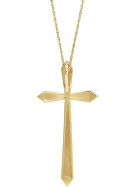 14K White Gold Elongated Cross Pendant