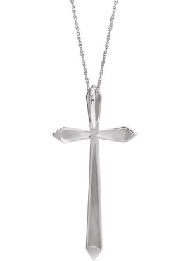 14K White Gold Elongated Cross Pendant