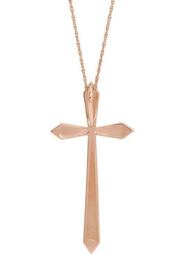 14K White Gold Elongated Cross Pendant