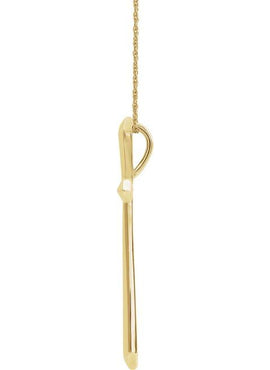 14K White Gold Elongated Cross Pendant