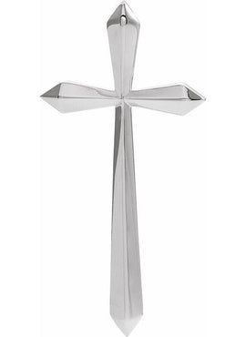 14K White Gold Elongated Cross Pendant