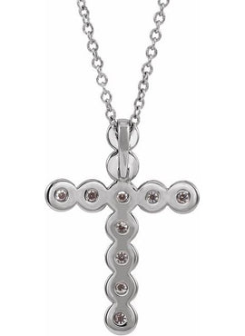 14K White Gold 1/4 CTW Natural Diamond Cross Pendant