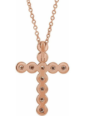 14K White Gold 1/4 CTW Natural Diamond Cross Pendant