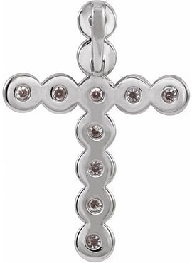 14K White Gold 1/4 CTW Natural Diamond Cross Pendant