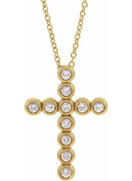 14K White Gold 1/4 CTW Natural Diamond Cross Pendant