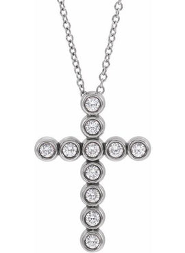 14K White Gold 1/4 CTW Natural Diamond Cross Pendant