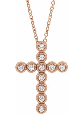 14K White Gold 1/4 CTW Natural Diamond Cross Pendant