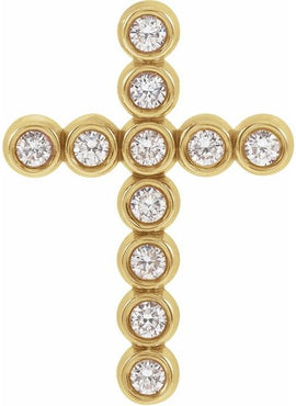 14K White Gold 1/4 CTW Natural Diamond Cross Pendant