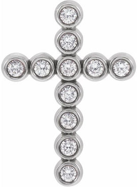 14K White Gold 1/4 CTW Natural Diamond Cross Pendant