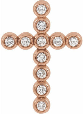 14K White Gold 1/4 CTW Natural Diamond Cross Pendant