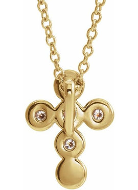 14K White Gold 1/4 CTW Natural Diamond Cross Pendant