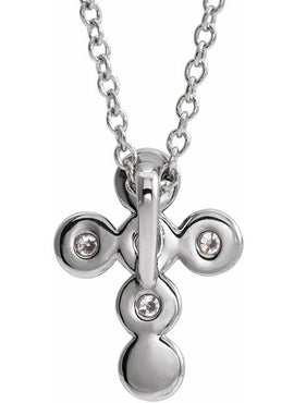 14K White Gold 1/4 CTW Natural Diamond Cross Pendant