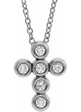 14K White Gold 1/4 CTW Natural Diamond Cross Pendant