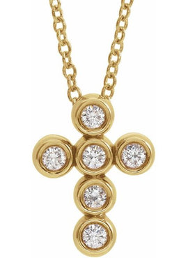 14K White Gold 1/4 CTW Natural Diamond Cross Pendant