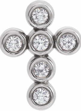 14K White Gold 1/4 CTW Natural Diamond Cross Pendant