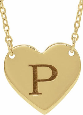 14K White Gold Engravable Heart 16-18