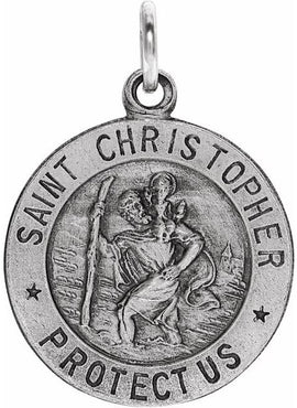 Sterling Silver 15 mm St. Christopher Medal 18” Necklace