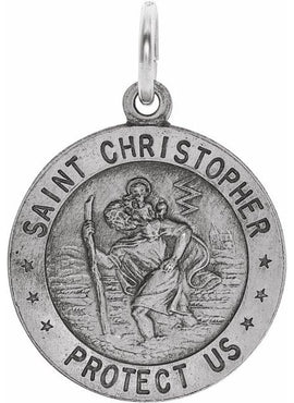 Sterling Silver 15 mm St. Christopher Medal 18” Necklace