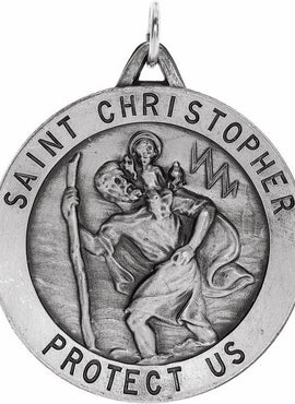 Sterling Silver 15 mm St. Christopher Medal 18” Necklace