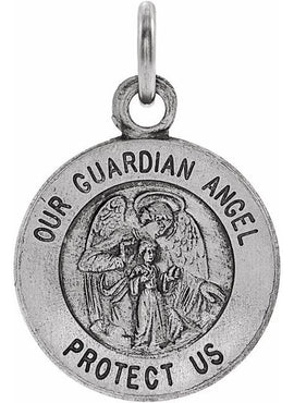 Sterling Silver 11.8 mm Guardian Angel Medal 18