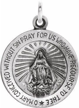 Sterling Silver 12 mm Miraculous Medal 18