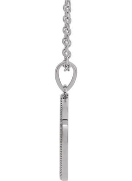 14K White Gold 20.9x13.61 mm Oval Cross Medal