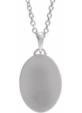 14K White Gold 20.9x13.61 mm Oval Cross Medal