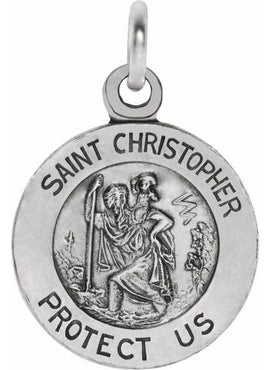 Sterling Silver 15 mm St. Christopher Medal 18” Necklace