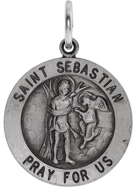Sterling Silver 18 mm Round St. Sebastian Medal